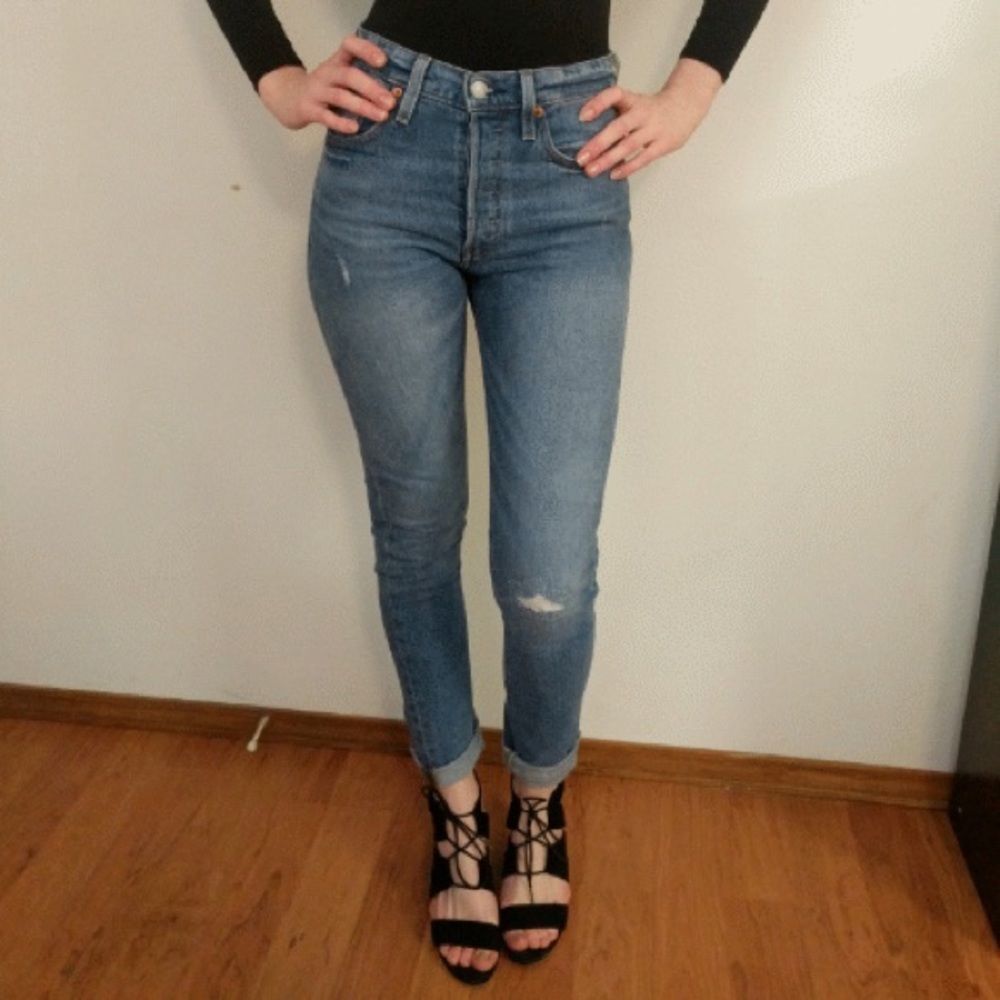 Levi 501 skinny jeans high-rise button ups